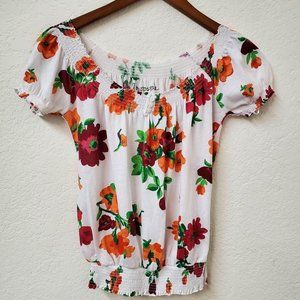 Aeropostale Floral Short Sleeve Top Size S